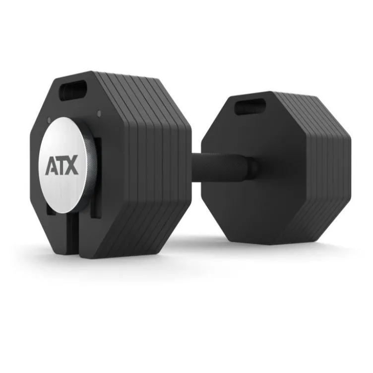 Pack complet avec une paire d'haltères ATX à charge réglable 2 x 36 kg et support de stockage - Barre SZ incluse