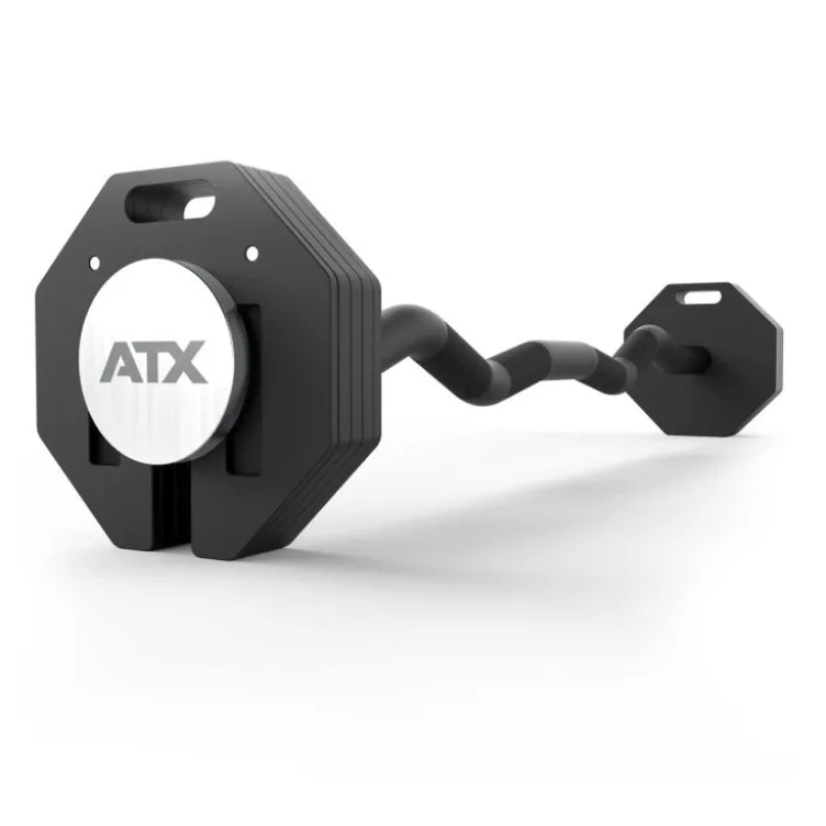 Pack complet avec une paire d'haltères ATX à charge réglable 2 x 36 kg et support de stockage - Barre SZ incluse