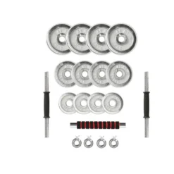 Pack complet d'haltères chromées avec mallette pour homegym - 21 kg