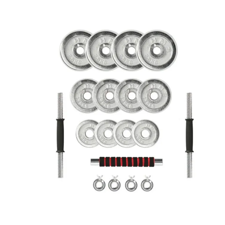 Pack complet d'haltères chromées avec mallette pour homegym - 21 kg