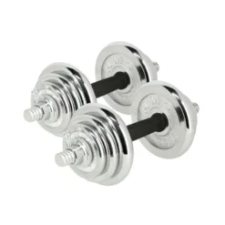 Pack complet d'haltères chromées avec mallette pour homegym - 21 kg