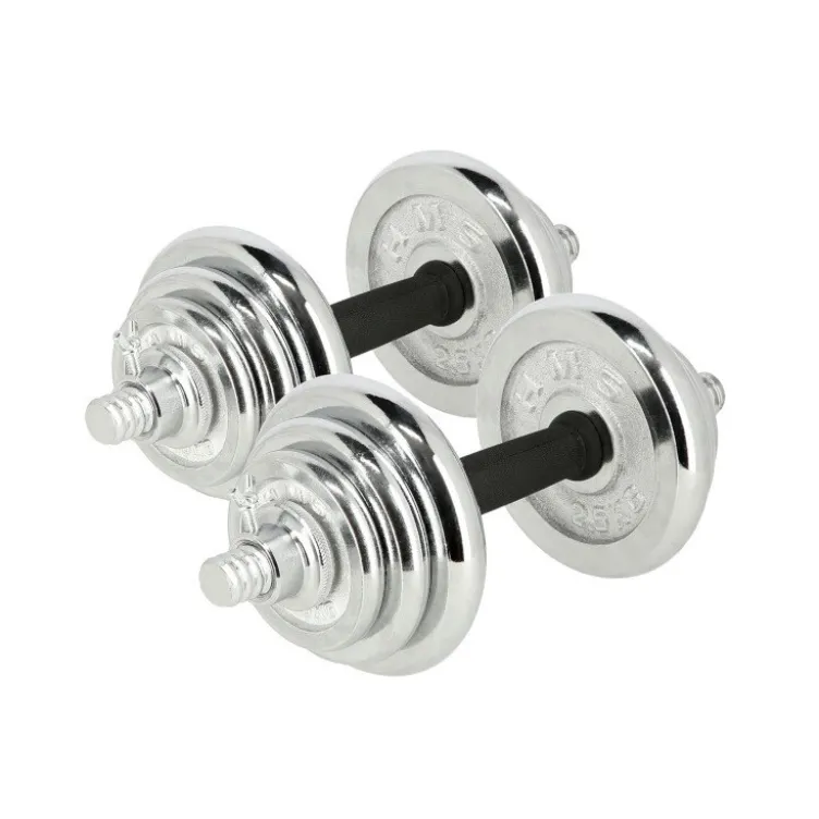 Pack complet d'haltères chromées avec mallette pour homegym - 21 kg