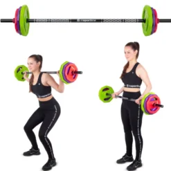 Pack d'entraînement complet barre de musculation 140 cm et plaques de poids 4-19 kg