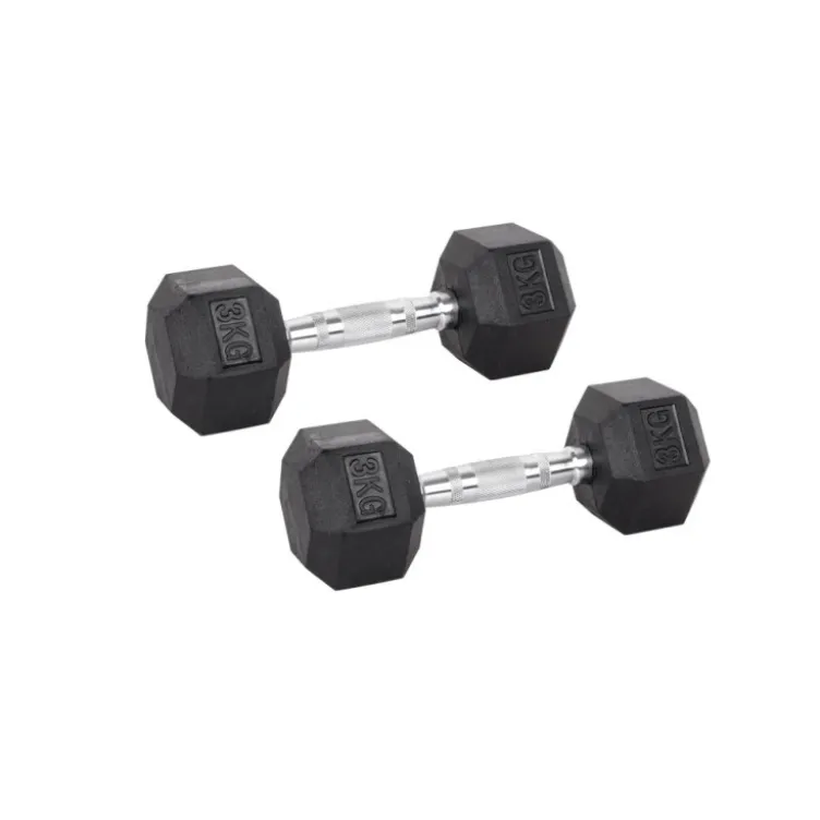 Pack de paires d'haltères de musculation hexagonaux Powergym de 3 kg à 40 kg avec revêtement en caoutchouc