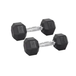 Pack de paires d'haltères de musculation hexagonaux Powergym de 3 kg à 40 kg avec revêtement en caoutchouc