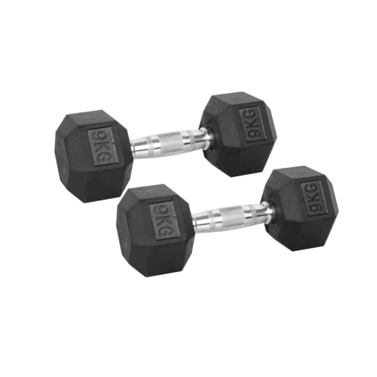 Pack de paires d'haltères de musculation hexagonaux Powergym de 3 kg à 40 kg avec revêtement en caoutchouc