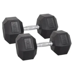 Pack de paires d'haltères de musculation hexagonaux Powergym de 3 kg à 40 kg avec revêtement en caoutchouc