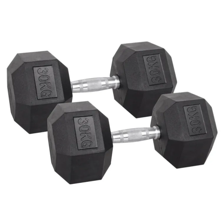 Pack de paires d'haltères de musculation hexagonaux Powergym de 3 kg à 40 kg avec revêtement en caoutchouc