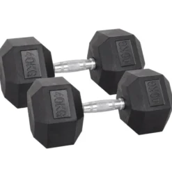 Pack de paires d'haltères de musculation hexagonaux Powergym de 3 kg à 40 kg avec revêtement en caoutchouc