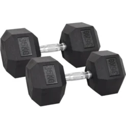 Pack de paires d'haltères de musculation hexagonaux Powergym de 3 kg à 40 kg avec revêtement en caoutchouc