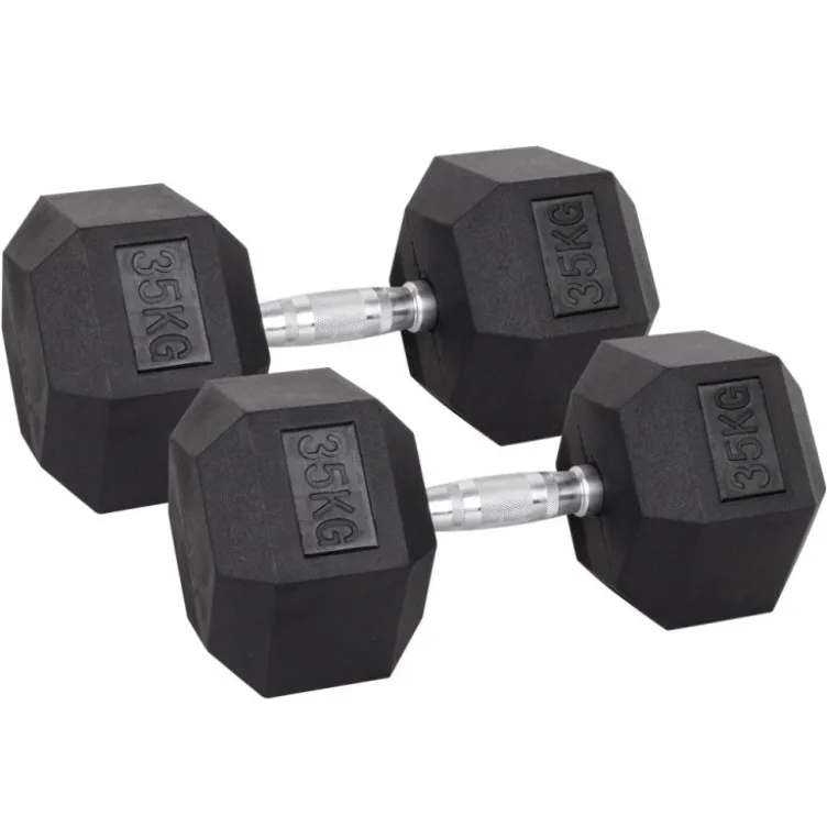 Pack de paires d'haltères de musculation hexagonaux Powergym de 3 kg à 40 kg avec revêtement en caoutchouc