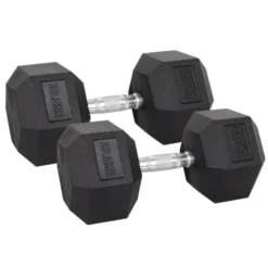 Pack de paires d'haltères de musculation hexagonaux Powergym de 3 kg à 40 kg avec revêtement en caoutchouc