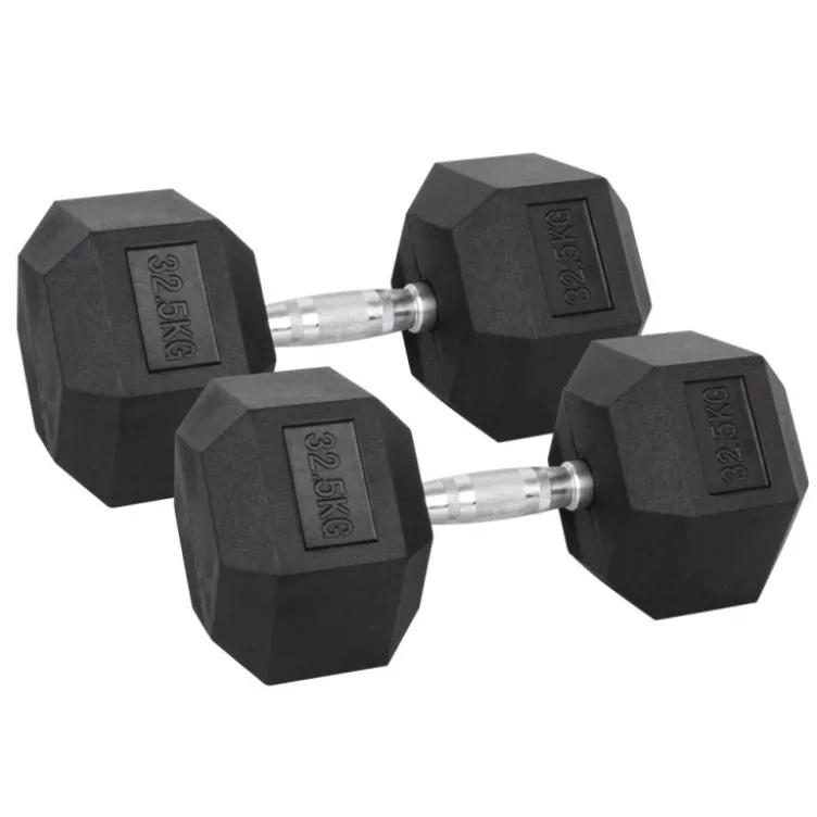Pack de paires d'haltères de musculation hexagonaux Powergym de 3 kg à 40 kg avec revêtement en caoutchouc