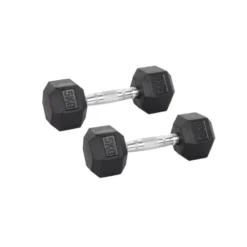 Pack de paires d'haltères de musculation hexagonaux Powergym de 3 kg à 40 kg avec revêtement en caoutchouc