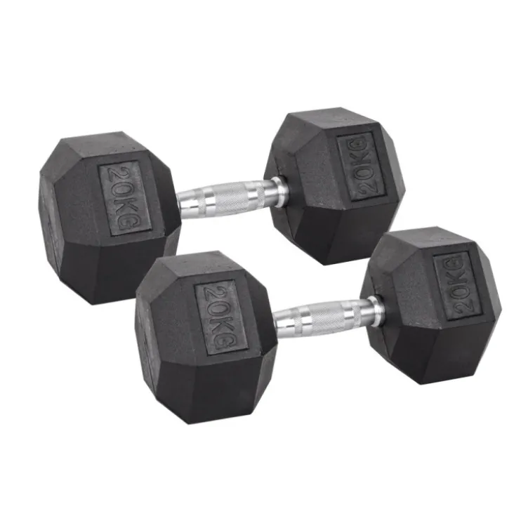 Pack de paires d'haltères de musculation hexagonaux Powergym de 3 kg à 40 kg avec revêtement en caoutchouc