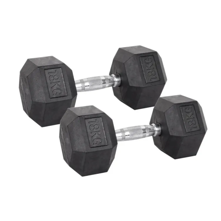 Pack de paires d'haltères de musculation hexagonaux Powergym de 3 kg à 40 kg avec revêtement en caoutchouc