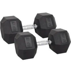 Pack de paires d'haltères de musculation hexagonaux Powergym de 3 kg à 40 kg avec revêtement en caoutchouc
