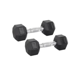 Pack de paires d'haltères de musculation hexagonaux Powergym de 3 kg à 40 kg avec revêtement en caoutchouc