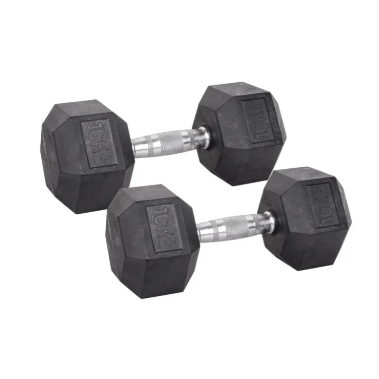 Pack de paires d'haltères de musculation hexagonaux Powergym de 3 kg à 40 kg avec revêtement en caoutchouc