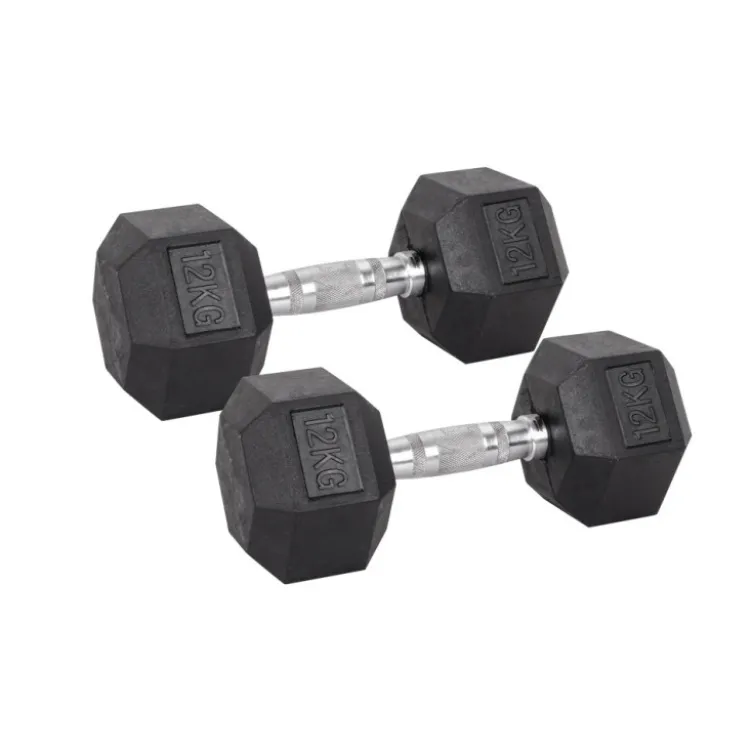 Pack de paires d'haltères de musculation hexagonaux Powergym de 3 kg à 40 kg avec revêtement en caoutchouc