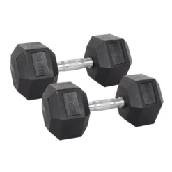 Pack de paires d'haltères de musculation hexagonaux Powergym de 3 kg à 40 kg avec revêtement en caoutchouc