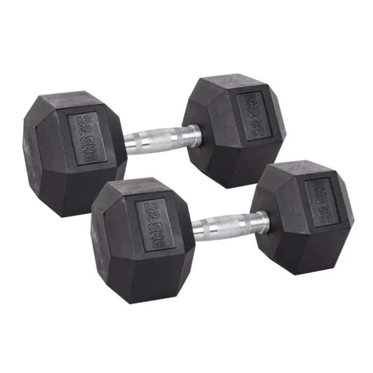 Pack de paires d'haltères de musculation hexagonaux Powergym de 3 kg à 40 kg avec revêtement en caoutchouc