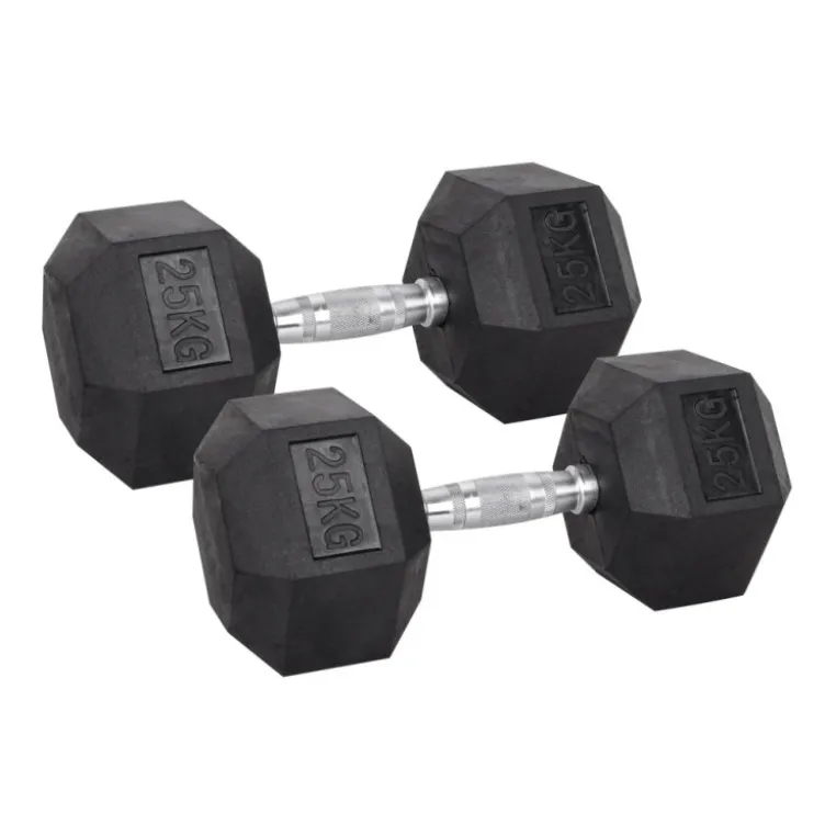 Pack de paires d'haltères de musculation hexagonaux Powergym de 3 kg à 40 kg avec revêtement en caoutchouc