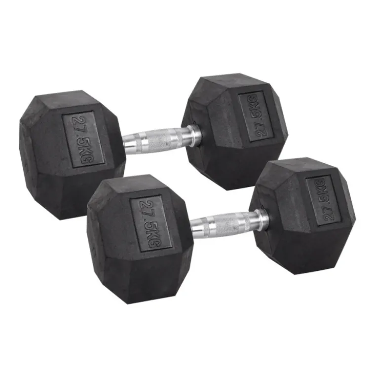 Pack de paires d'haltères de musculation hexagonaux Powergym de 3 kg à 40 kg avec revêtement en caoutchouc
