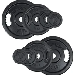 Pack disques olympiques en fonte de 74 kg - Ensemble de plaques de poids 50 mm de 2 à 20 kg