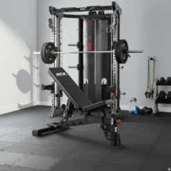 Pack home gym ATX avec station multigym GMX et banc multi-réglable - 80 de poids olympiques avec barre 220 cm