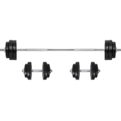 Pack home-gym de musculation avec chaise romaine avec banc et kit d'haltères complet de 50 kg