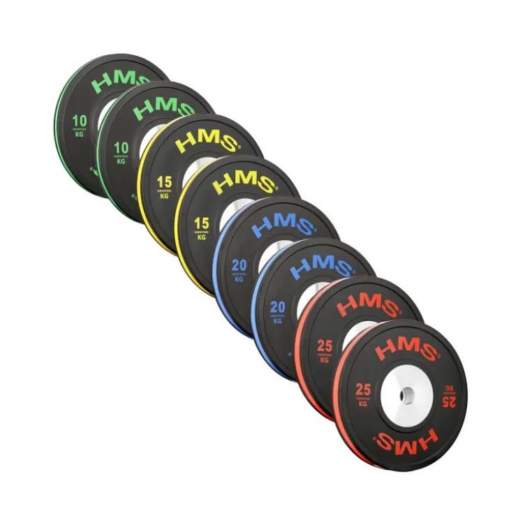 Pack 140 kg de poids olympiques de musculation avec revêtement en caoutchouc pour haltérophilie