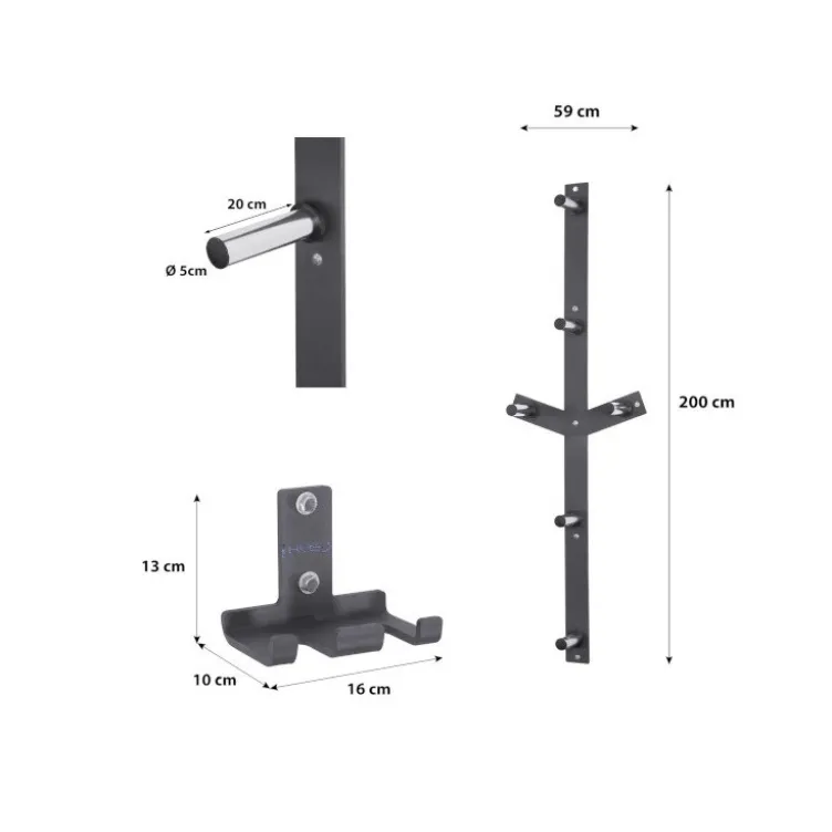 Pack Supports de rangement pour barres de musculation x 2 et disques de poids à fixation murale