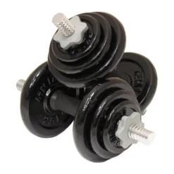 Paire d'haltères acier avec disques en fonte 20kg de poids