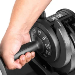 Paire d'haltères ajustables en fonte de 5 à 25 kg - Réglage et sélection rapides