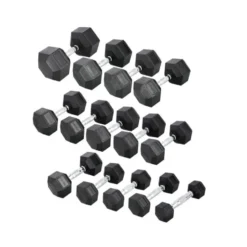 Paire d'haltères de musculation hexagonaux en caoutchouc de 8 kg à 40 kg