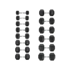 Paire d'haltères de musculation hexagonaux en caoutchouc de 8 kg à 40 kg