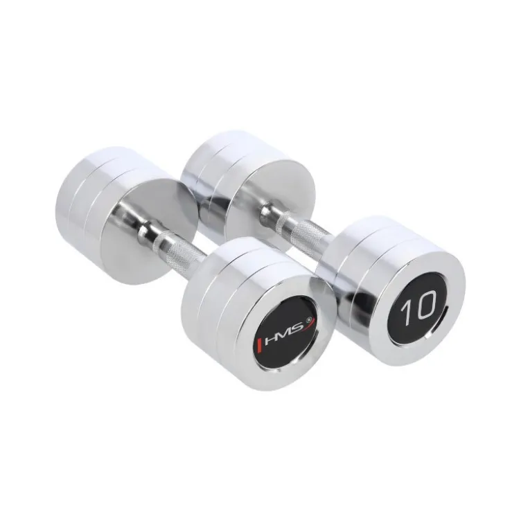Paire d'haltères en acier chromé de 1 à 10 kg pour training en home-gym