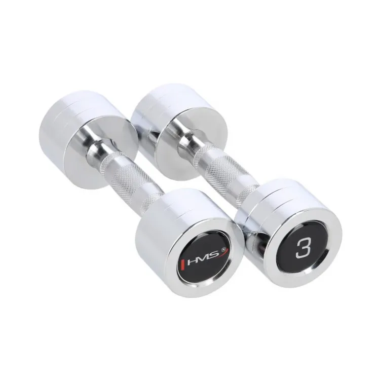 Paire d'haltères en acier chromé de 1 à 10 kg pour training en home-gym