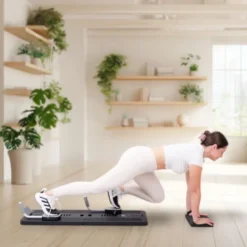 Pilates Reformer pliable avec bandes de résistance et poignées de pompes - Pilates à domicile