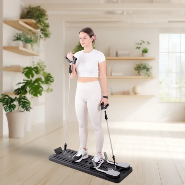 Pilates Reformer pliable avec bandes de résistance et poignées de pompes - Pilates à domicile