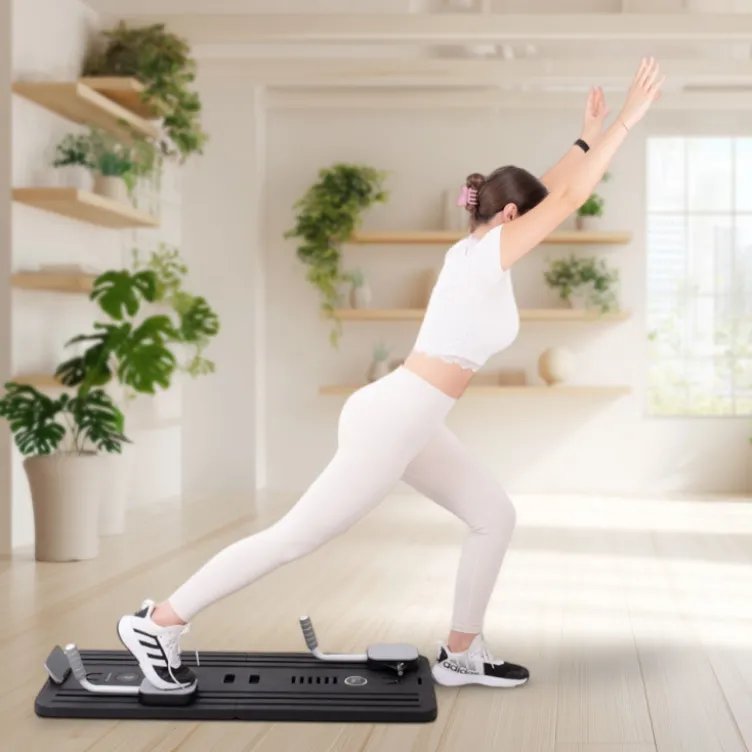 Pilates Reformer pliable avec bandes de résistance et poignées de pompes - Pilates à domicile