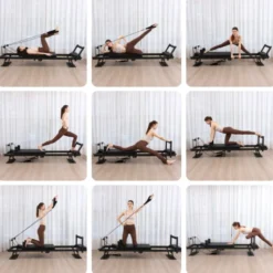 Pilates reformer pliable avec système de double résistance max 75 kg et planche de saut - Plateforme coulissante silencieuse