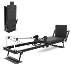 Pilates reformer pliable avec système de double résistance max 75 kg et planche de saut - Plateforme coulissante silencieuse