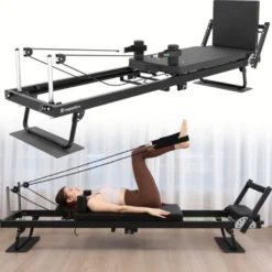Pilates reformer pliable avec système de double résistance max 75 kg et planche de saut - Plateforme coulissante silencieuse