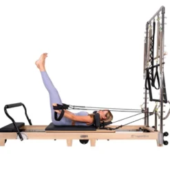 Pilates Reformer professionnel pliable en bois de chêne massif avec réglages multiples et résistance à ressorts