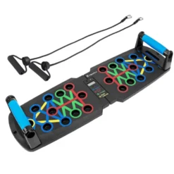 Planche de musculation multifonctionnelle avec élastiques et écran pliable facile à transporter - Push-Up Board