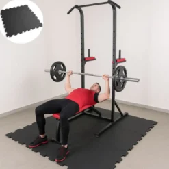 Plaque de sol puzzle en caoutchouc 50 x 50 x 1,5 cm pour salle de musculation et home-gym