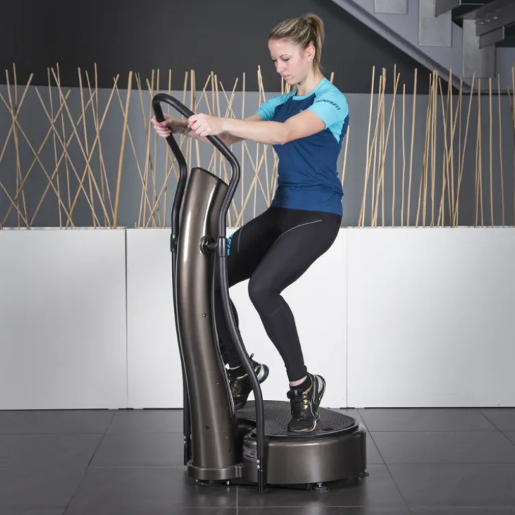 Plateforme avec vibrations 3D et poignée haute pour récupération musculaire complète - Surface antidérapante