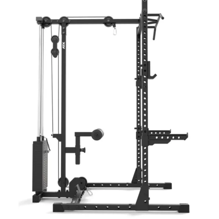 Poste à poulie à charge guidée 100 kg pour half rack ATX HRX-510 avec repose-jambes et repose-pieds pour un confort extrême